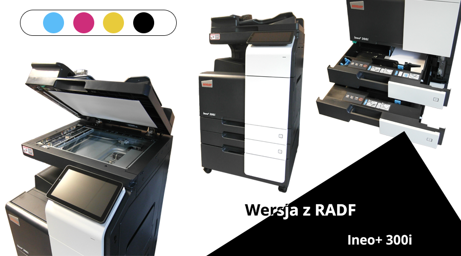 Develop ineo+ 300i - kserokopiarka kolorowa, laserowa. Podjanik dokumentów RADF